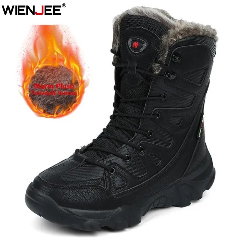 Winter Boot Insulated - รองเท้าบูทกันน้ำสำหรับผู้ชาย รองเท้าบูทหิมะบุขนสุดอบอุ่น รองเท้าผ้าใบข้อสั้น รองเท้าบูทเดินป่ากลางแจ้ง รองเท้าบูททะเลทรายสำหรับผู้ชาย รองเท้าบูทผู้ชาย