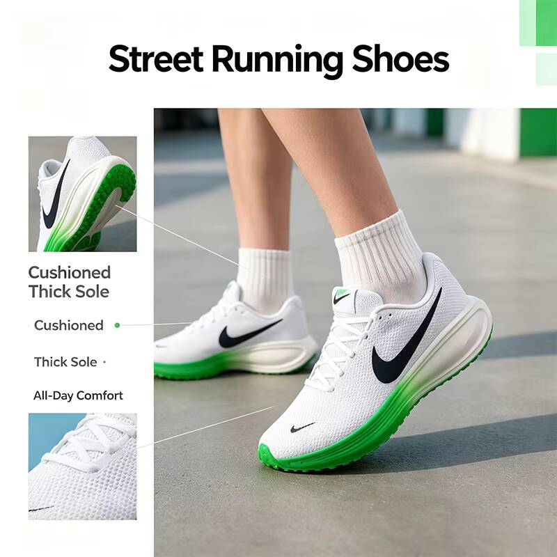 Men'S Shoes Green And White - ร้อนแรง 2026 สินค้าใหม่ไนกี้สีขาวสีเขียวรองเท้าวิ่งสำหรับชายพื้นรองเท้าหนาน้ำหนักเบารองเท้ากีฬาถนน HJ9198-111