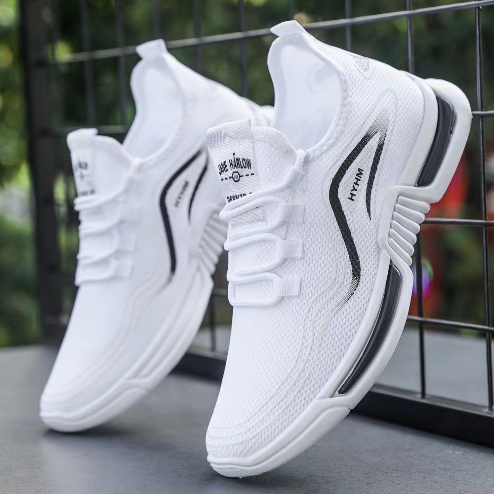 Men'S Shoes Green And White - รองเท้าลำลองผู้ชายสำหรับฤดูร้อน ระบายอากาศได้ดี กันลื่น รองเท้าวิ่งแบบสวมใส่สบาย สีขาว ขายส่ง