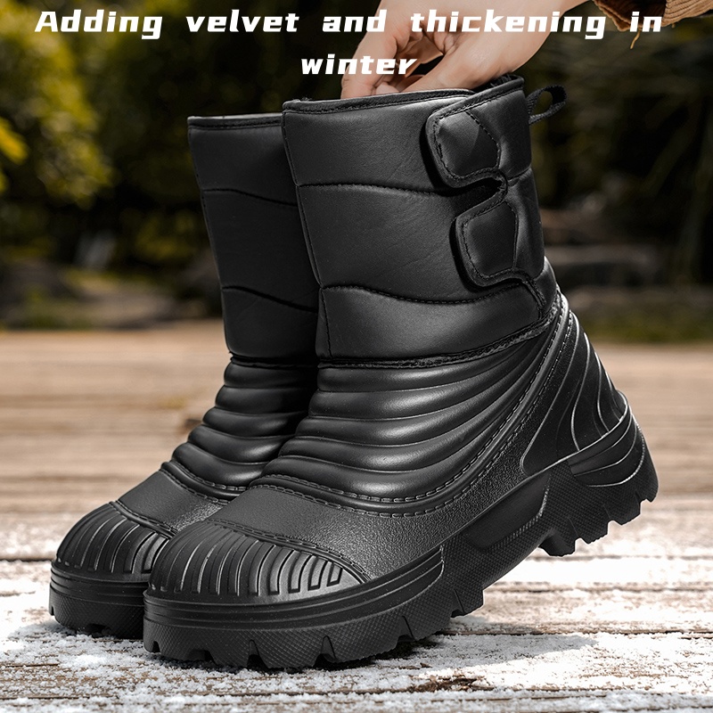 Winter Boot Insulated - รองเท้าบูทหิมะฤดูหนาวสำหรับผู้ชายแบบใหม่ รองเท้าบูทกันน้ำกันลมแบบหนา รองเท้าบูทที่ให้ความอบอุ่น สวมใส่สบายสำหรับกิจกรรมกลางแจ้ง รองเท้าบูทสำหรับผู้ชายสำหรับการปีนเขา มีไซส์ใหญ่