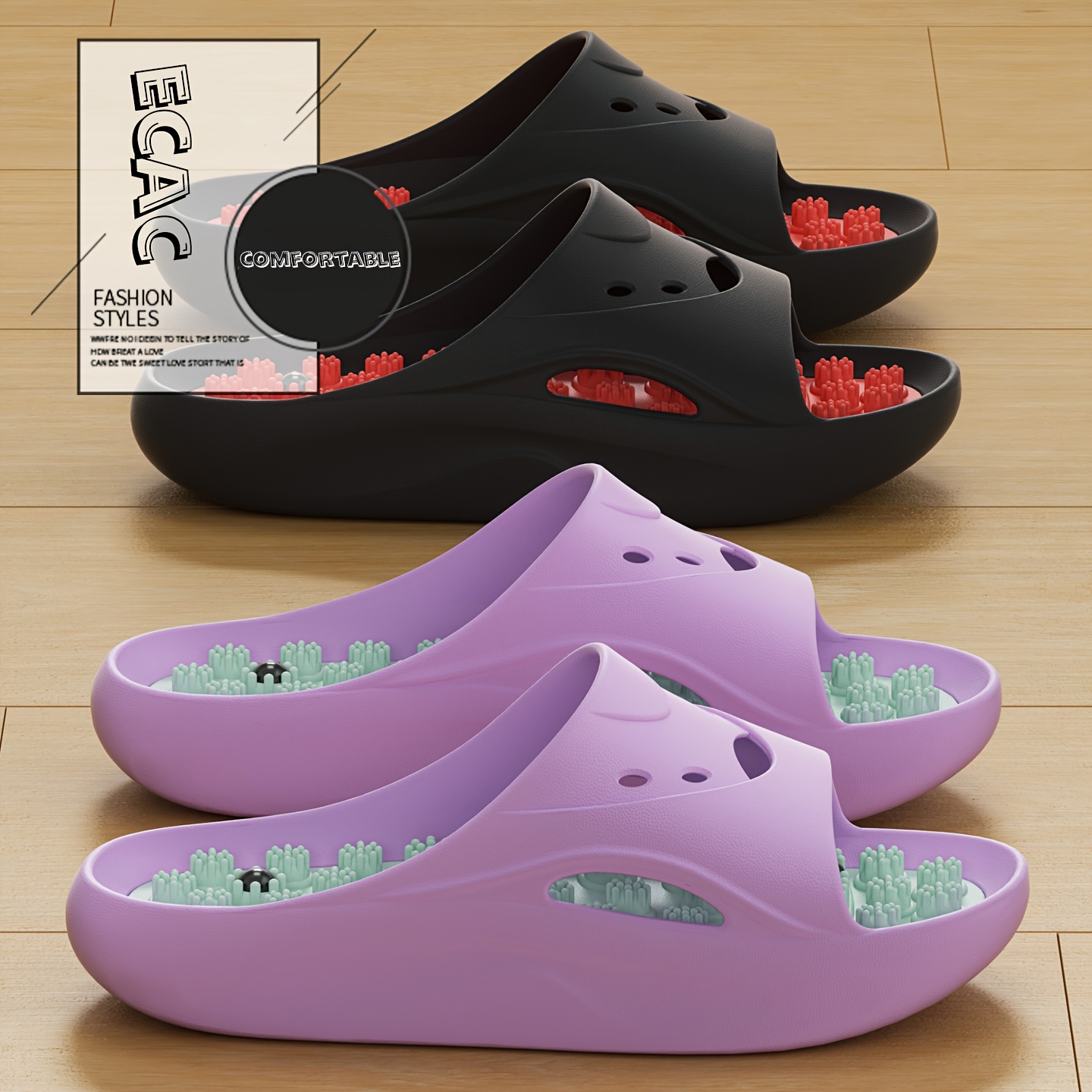 Men Shoes On Sale - รองเท้าแตะนวด EVA สำหรับผู้หญิงและผู้ชาย พื้นหนา กันลื่น ใส่ในห้องน้ำ