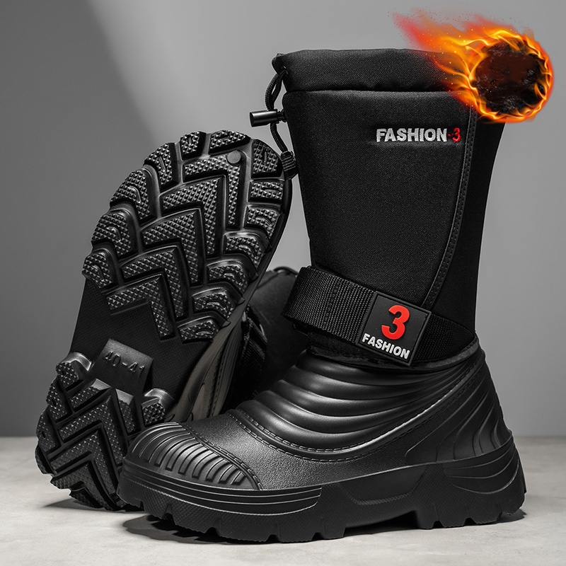 Winter Boot Insulated - รองเท้าบูทหิมะใหม่สำหรับผู้ชายสำหรับฤดูใบไม้ร่วงและฤดูหนาว บุขนแกะและหนา ป้องกันความเย็น อบอุ่นกลางแจ้ง กันน้ำ ป้องกันการลื่นไถล