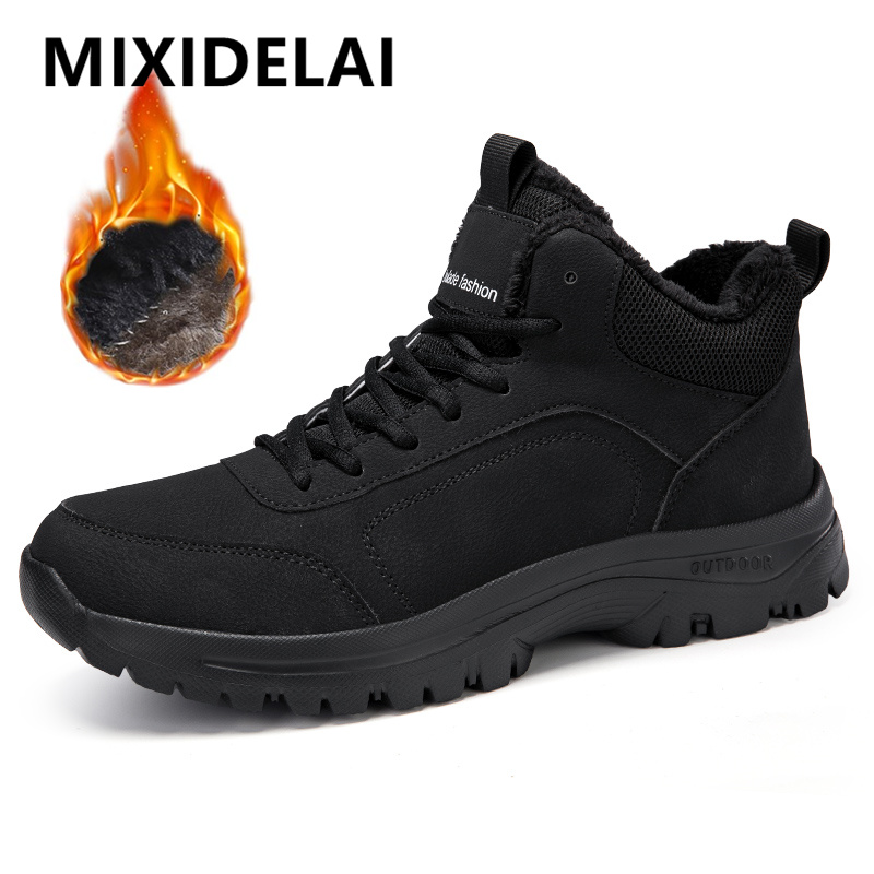 Men'S Shoes Dockers - รองเท้าบูทผู้ชายสำหรับฤดูหนาว รองเท้าบูทหิมะบุขนนุ่มคุณภาพสูง รองเท้าผ้าใบกันลื่นสำหรับฤดูหนาว รองเท้าบูทข้อเท้าสำหรับเดินป่ากลางแจ้ง รองเท้าทำงาน