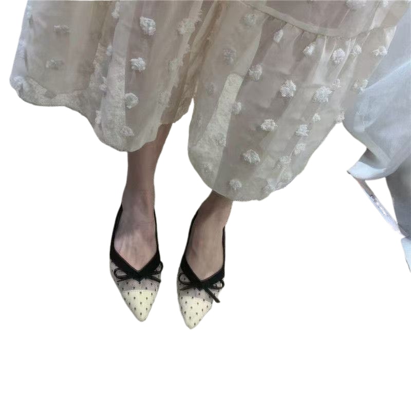 Dress Shoe Pointed - รองเท้าผู้หญิงลำลองแบบสวม รุ่นใหม่ประจำฤดูร้อนปี 2026 ลายจุด ผ้าตาข่าย ปลายแหลม