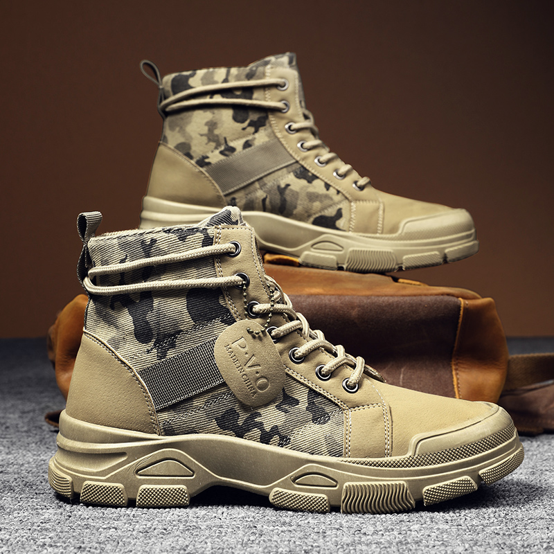 Men'S Shoes Dockers - รองเท้าบูททรงสูงสำหรับผู้ชายฤดูใบไม้ร่วงลายพรางทะเลทรายรองเท้าลำลองแบบแบนรองเท้าบูทผู้ชายระบายอากาศได้ดีไม่ลื่นรองเท้าทำงานสำหรับชายซาปาติญ่า ฮอมเบอร์