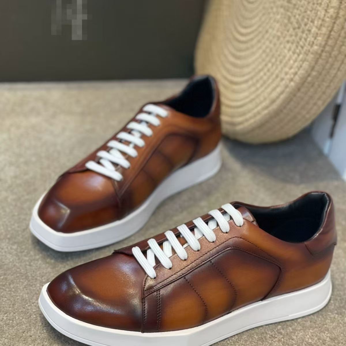 Men Shoes Eu To Us Size - รองเท้าผู้ชายหนังวัวแท้ขนาดใหญ่พิเศษ สไตล์วินเทจยุโรป หนังลูกวัวนุ่ม ย้อมสีน้ำตาล เทา ขาว