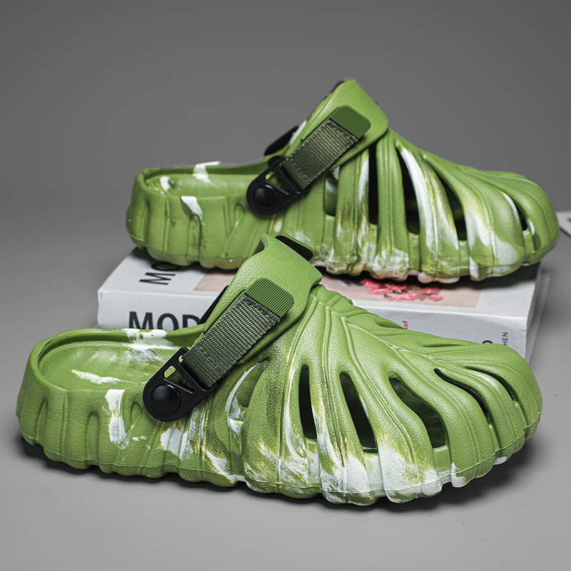 Men Shoes Eu To Us Size - รองเท้าแตะลายพราง Monstera Deliciosa รองเท้าแตะผู้หญิงผู้ชายรองเท้าชายหาดกลางแจ้งฤดูร้อนรองเท้าน้ำกลวงออกกันลื่น PU EU