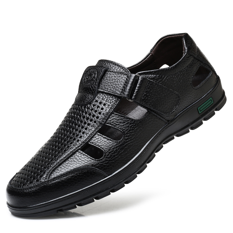 Men Shoes Eu To Us Size - รองเท้าแตะหนังแท้สำหรับผู้ชาย ฤดูร้อน ระบายอากาศได้ดี รองเท้าหนังลำลอง นุ่ม สบาย