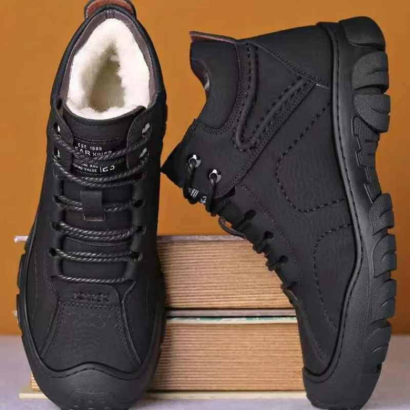Men'S Shoes Dockers - รองเท้าบูทผู้ชายแบบผูกเชือก รองเท้าบูทข้อเท้า รองเท้าบูทผู้ชายบุขนกำมะหยี่สำหรับฤดูหนาวใหม่ รองเท้าลำลองทำงานกันลื่น รองเท้าบูทผ้าฝ้ายอุ่น รองเท้าบูทหิมะผู้ชายหุ้มข้อสูงสำหรับกิจกรรมกลางแจ้ง