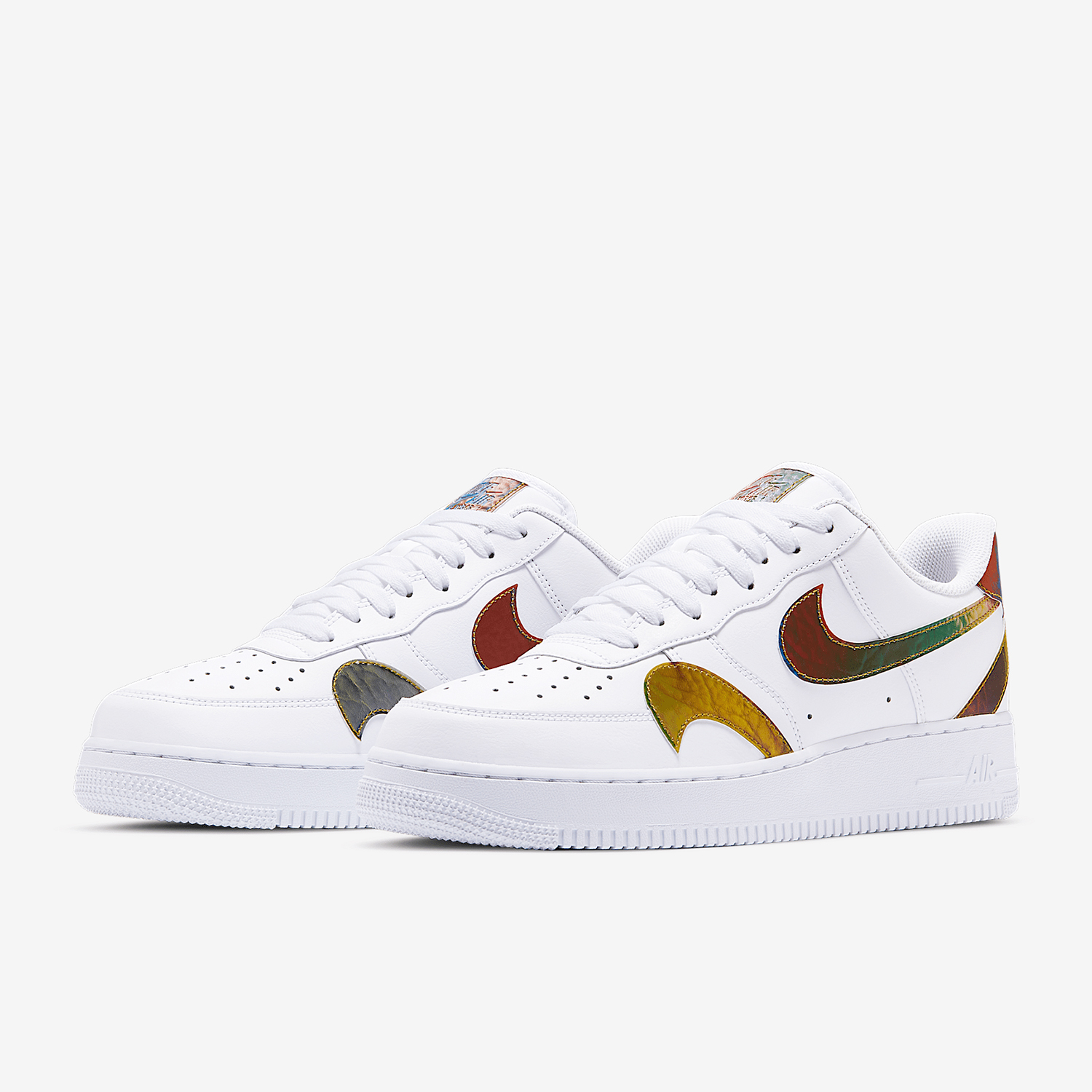 Men'S Shoes Nike Air Force - ไนกี้ของแท้ AF1 แอร์ฟอร์ซวันรองเท้ากีฬาผู้ชายแบบมีตะขอแบบกลับด้านด้วยเลเซอร์หลากสีสัน CK7214-101