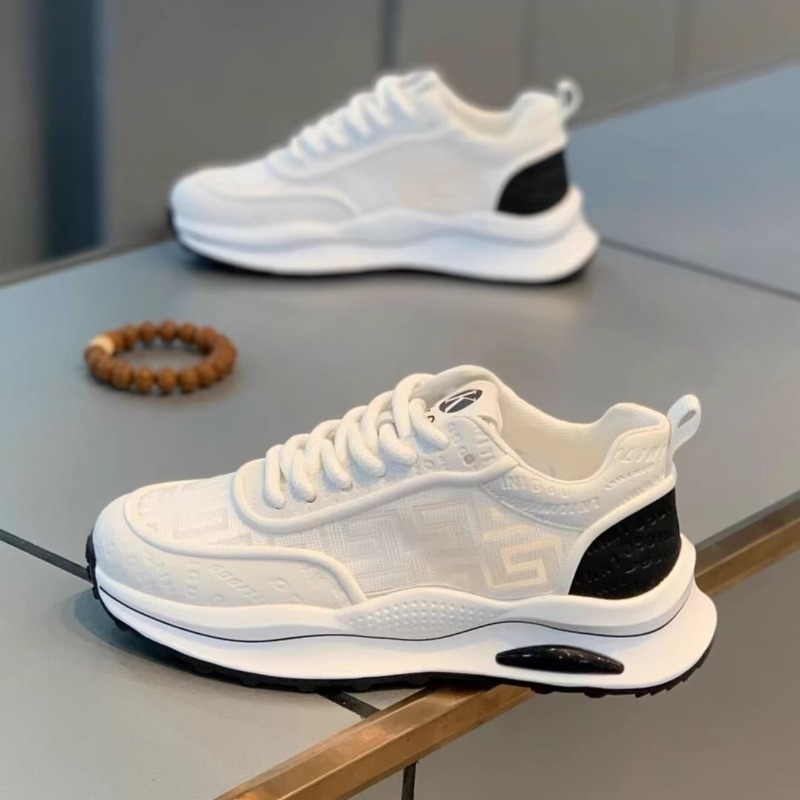 Men'S Shoes Green And White - รองเท้าผ้าตาข่ายสีขาวแฟชั่นสำหรับผู้ชายปี 2026 รุ่นใหม่ ระบายอากาศได้ดี พื้นหนา สไตล์ลำลอง