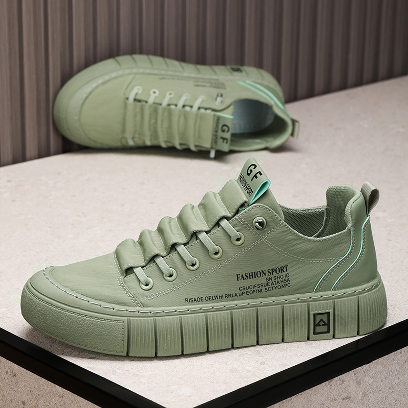 Men'S Shoes Green And White - รองเท้าผ้าใบผู้ชายสีเขียว รองเท้าผ้าใบผ้าไหมน้ำแข็งสำหรับผู้ชาย รองเท้าเดินเล่น รองเท้าผ้าใบสำหรับกิจกรรมกลางแจ้ง รองเท้าระบายอากาศสำหรับผู้ชาย รองเท้าเทนนิสผู้ชาย