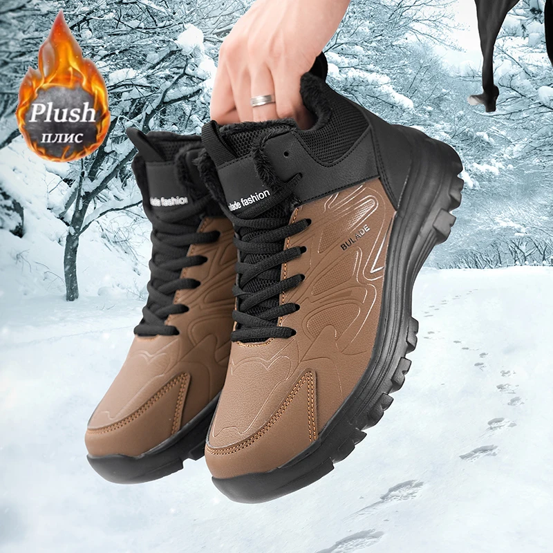 Winter Boot Insulated - รองเท้าบูทหิมะผู้ชาย ELUVA รองเท้าบูทกันน้ำสำหรับฤดูหนาวสำหรับผู้ชาย รองเท้าบูทกันความร้อนกันลื่นน้ำหนักเบา รองเท้าเดินป่ากลางแจ้ง รองเท้าสำหรับล่าสัตว์และทำงาน