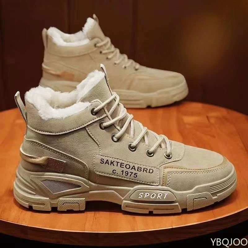Winter Boot Insulated - รองเท้าบูททำงานผู้ชายแฟชั่นอเนกประสงค์ทรงสูง รุ่นใหม่สำหรับฤดูใบไม้ร่วงและฤดูหนาว รองเท้าผ้าฝ้ายบุผ้าอุ่นสบาย รองเท้ากันลื่นสำหรับหิมะ