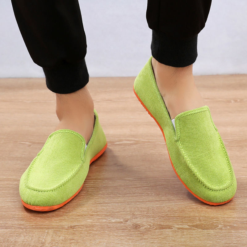 รองเท้าโลฟเฟอร์ผ้าใบสีเขียวสำห - Men'S Shoes Green And White บทวิจารณ์และราคา