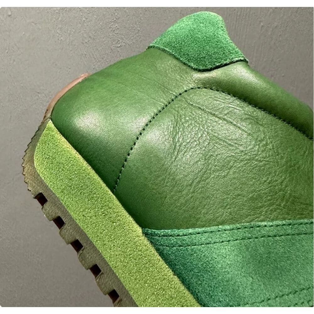 รองเท้าผ้าใบหุ้มข้อสูงหนังสีเข - Men'S Shoes Green And White บทวิจารณ์และราคา