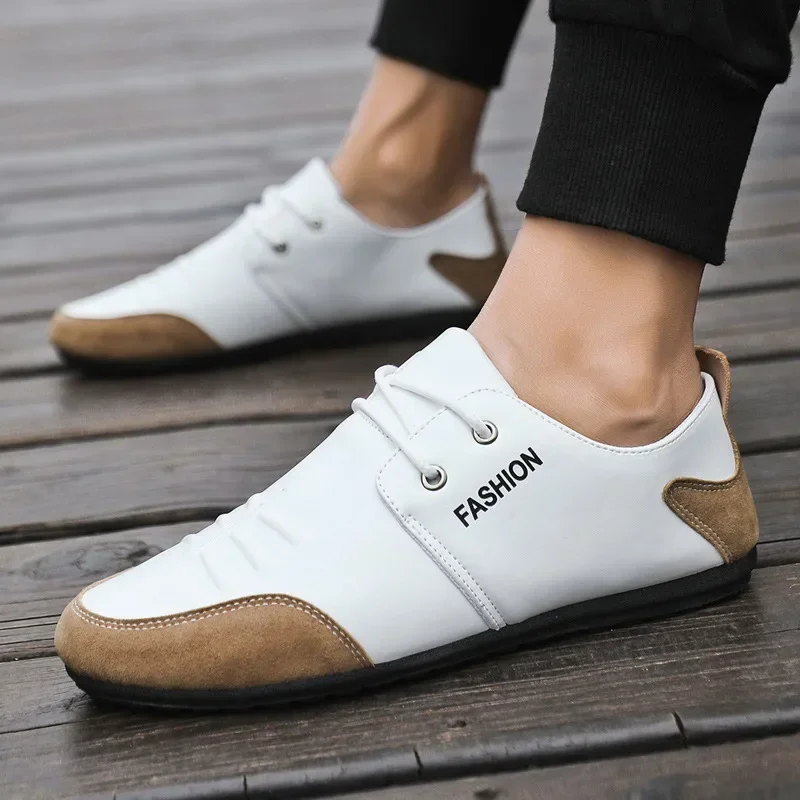 แบนผู้ชายรองเท้ารองเท้าหนังผู้ - Men'S Shoes Green And White บทวิจารณ์และราคา