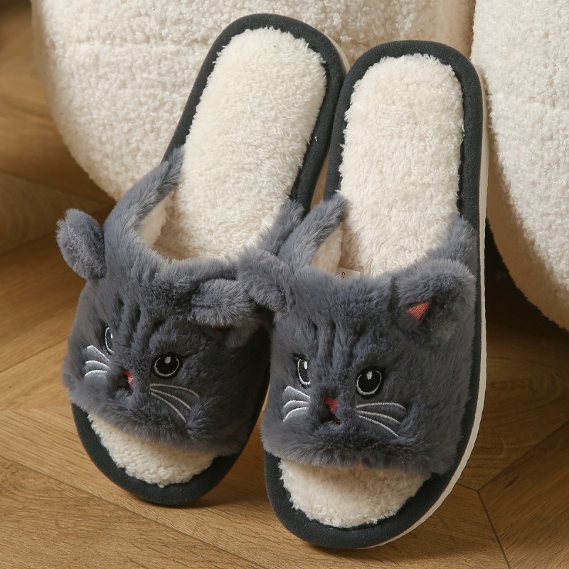 รองเท้าแตะขนนุ่มลายแมวน่ารักสำ - Men Shoes On Sale บทวิจารณ์และราคา