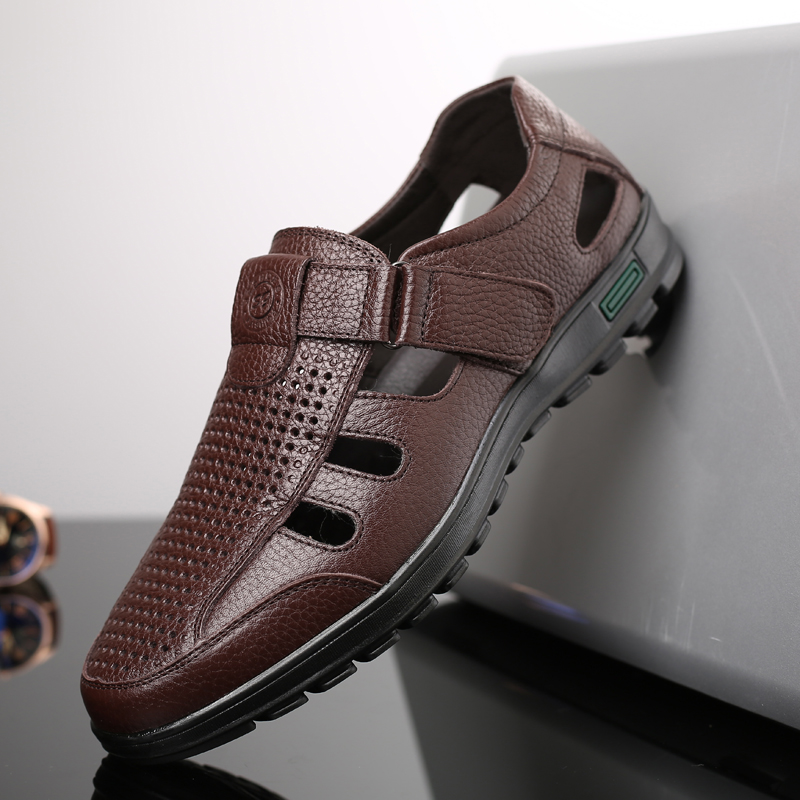 รองเท้าแตะหนังแท้สำหรับผู้ชาย  - Men Shoes Eu To Us Size บทวิจารณ์และราคา