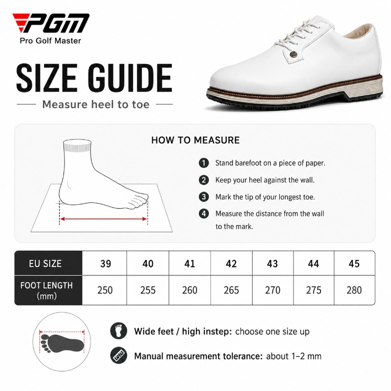 PGM รองเท้ากอล์ฟหนังวัวสำหรับผ - Men Shoes Eu To Us Size บทวิจารณ์และราคา