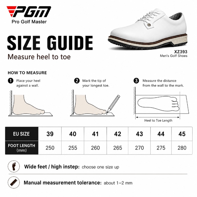 PGM รองเท้ากอล์ฟกันน้ำสำหรับผู - Men Shoes Eu To Us Size บทวิจารณ์และราคา